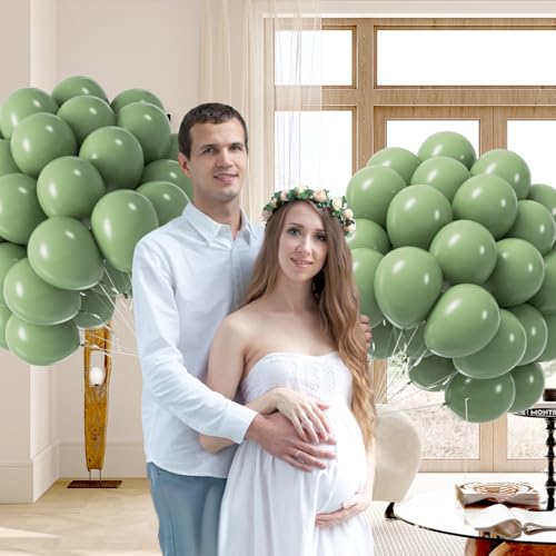 Image of Sage Green Balloons 12 inch, Light Pastel Green Latex 50pcs Party Balloons | Wedding, Bridal Shower, Baby Shower, Birthday Party Decorations