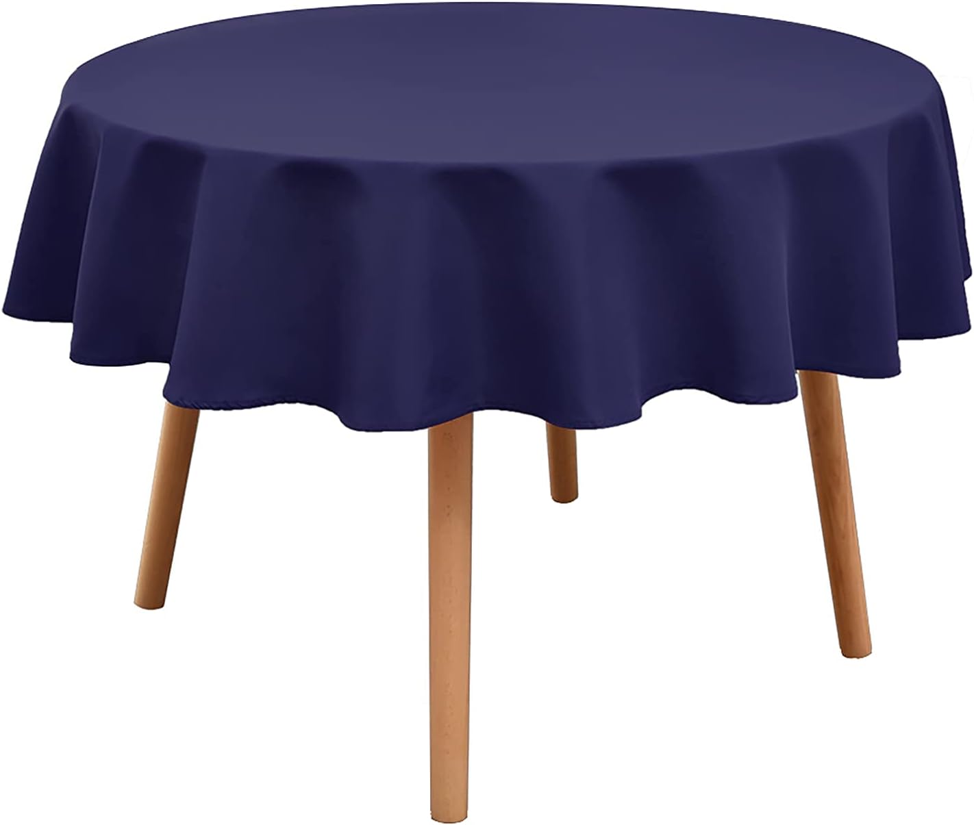 Round Tablecloth - 48 Inch - Waterproof and Stain Resistant Washable Polyester Table Cloths, Decorative Fabric Table Cover for Kitchen, Dining, Parties, Indoor and Outdoor Use,Navy Blue