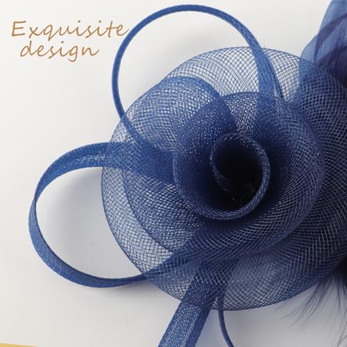 Image of DRESHOW Fascinators Hats for Women Tea Party Fascinator Hats Vintage 50s Headwear Cocktail Wedding Church Derby Hat