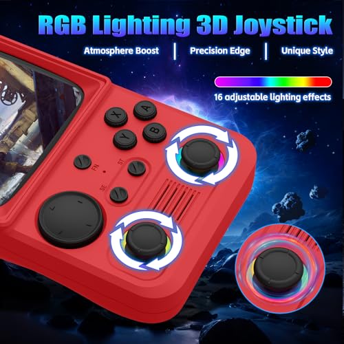 Image of R36TMAX Retro Handhled Game Console, 4.0 Inch Retro Gaming Console with 4000mAh Battery, 64GB Preloaded with 18000+ Video Games, Portable Retro Game Console Supports WiFi Networked Fighting, Red