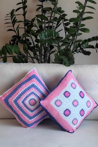 Hand Knitted Throw Pillow Cover Set of 2 Cotton Cushion