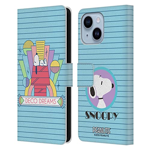 Coque iPhone 14 Plus Snoopy étui cuir Peanuts pour emporter vos cartes en balade
