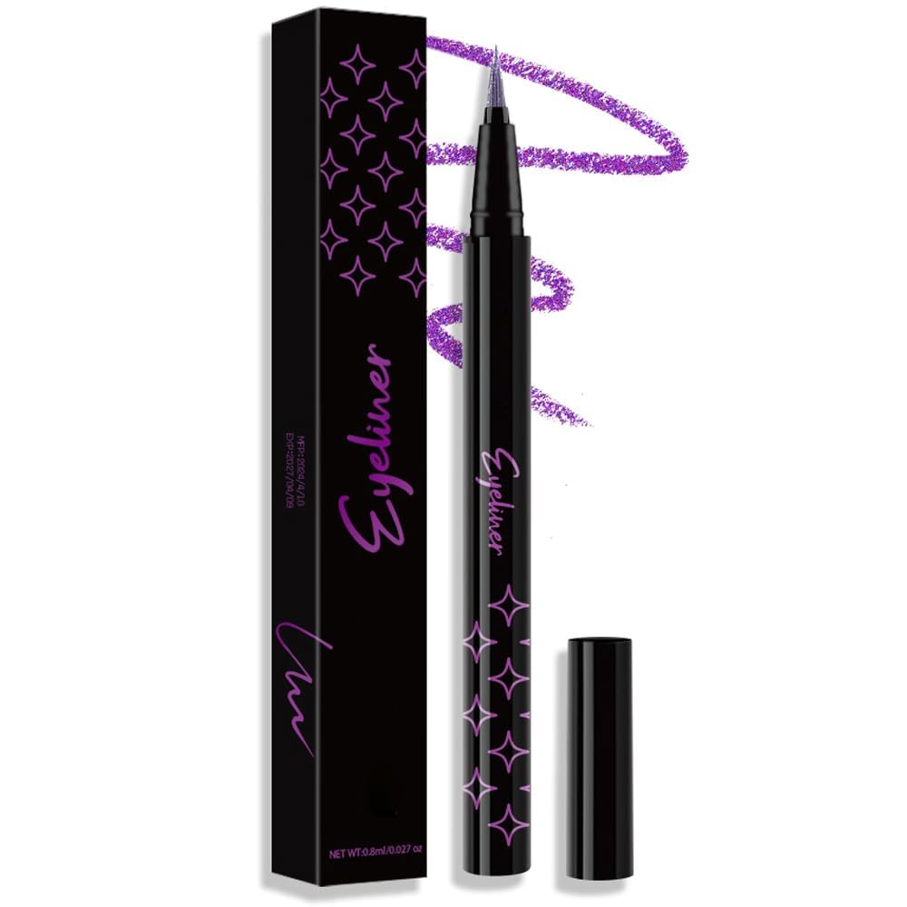 BEUKING Glitter Liquid Eyeliner, Pearlescent Sequins Diamond Ultra-Fine Tip Shining Eyeliner, Waterproof Long-Lasting Anti-Smudge, Highly Pigmented Eyeshadow Halloween Festival Sparkle Eye Makeup (5#)