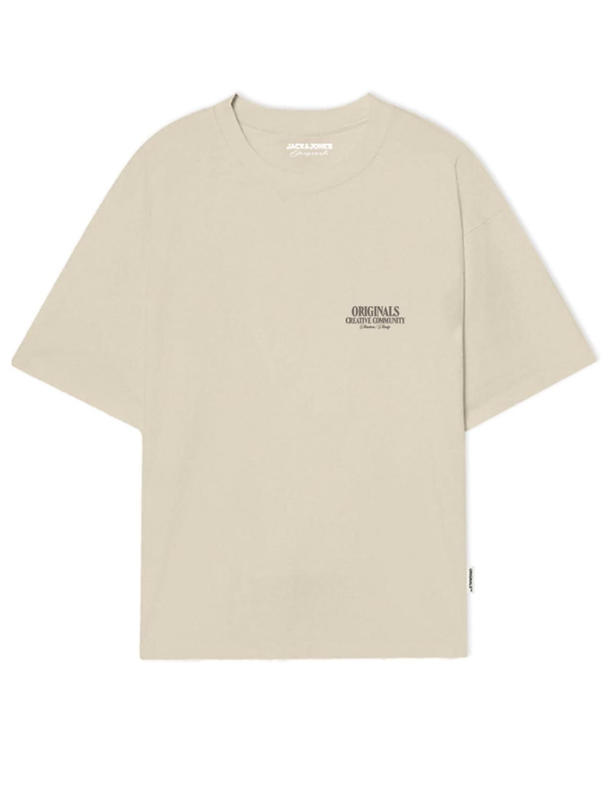 JACK & JONES Jorroxbury Type Tee SS Crew Neck, Antique White, XS