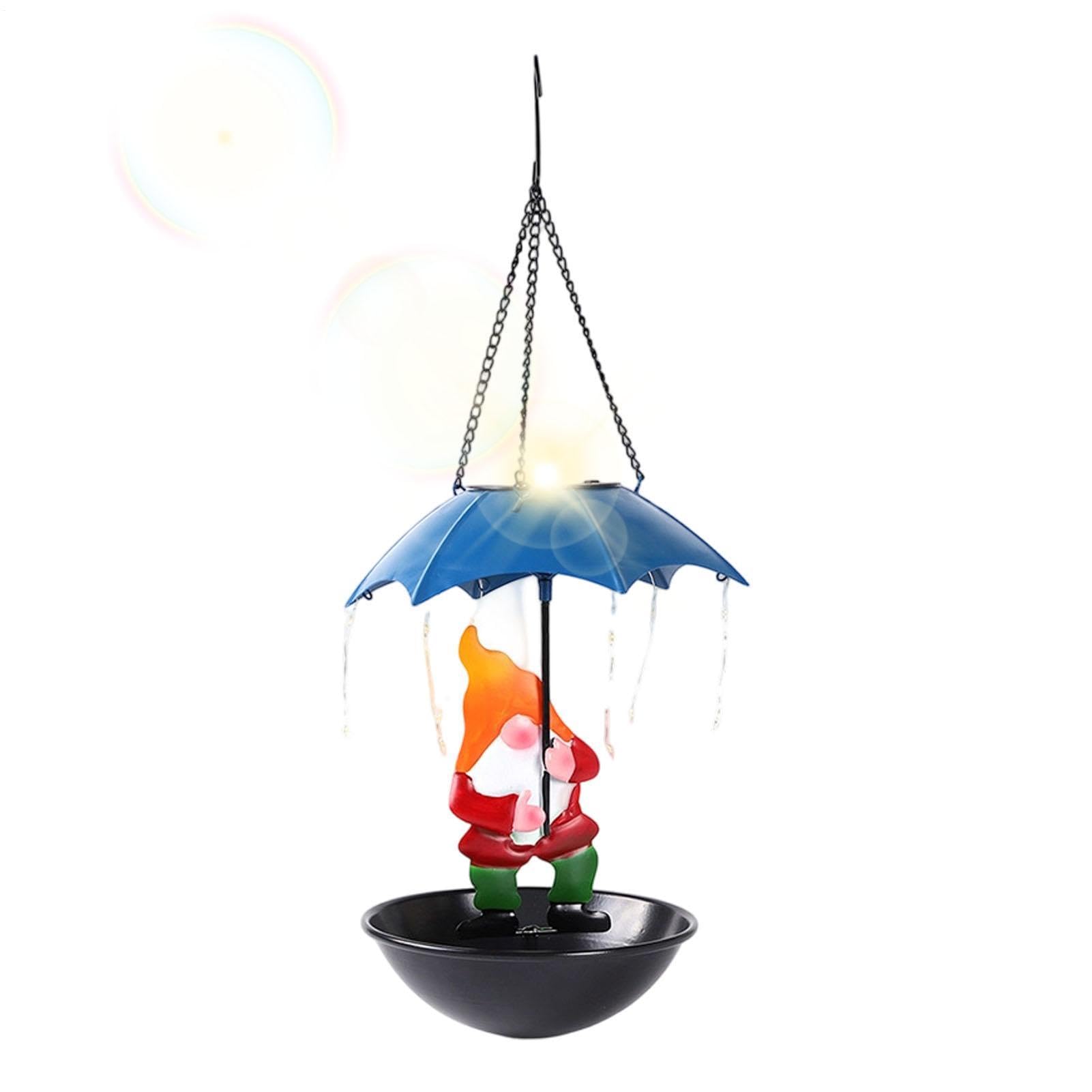 Mangeoire pour oiseaux sauvages avec lumière solaire et parasol en métal pour décoration de jardin