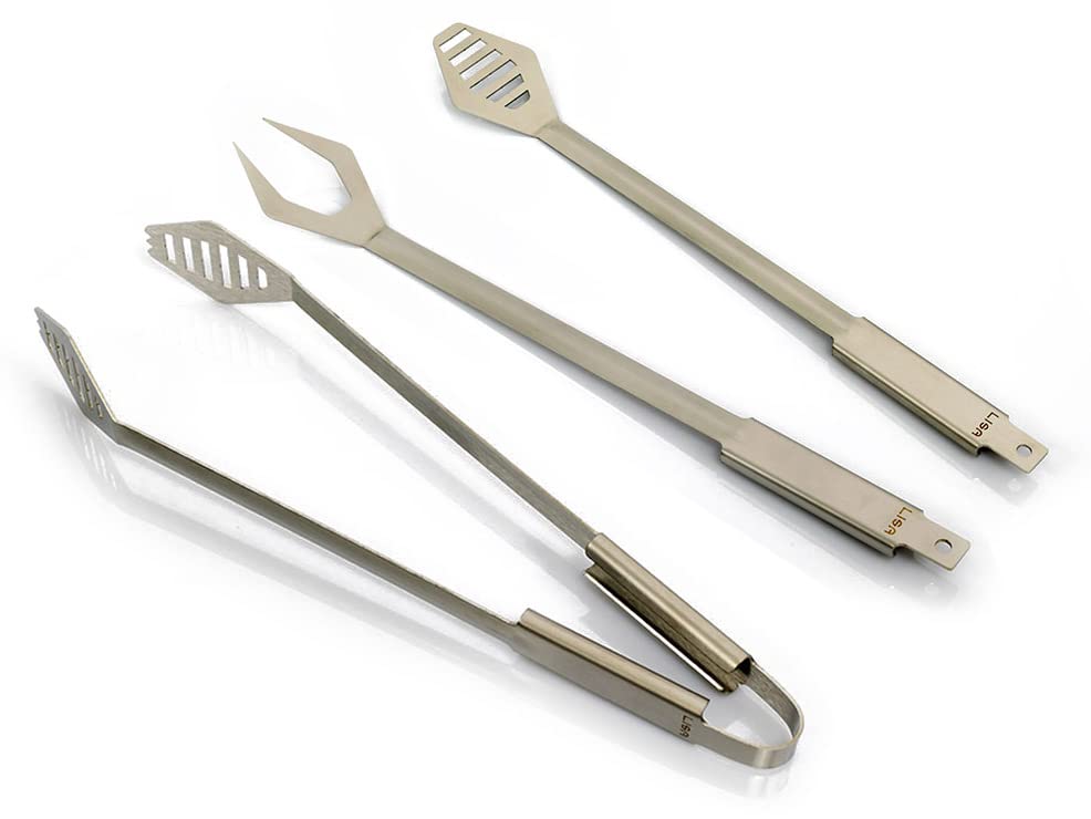 Lisa Luxury Set 3 Posate da Barbecue in Acciaio Inox Aisi 304 - Spessore 15/10