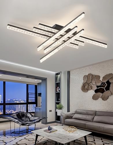Plafonnier LED moderne géométrique en acrylique noir de 120cm