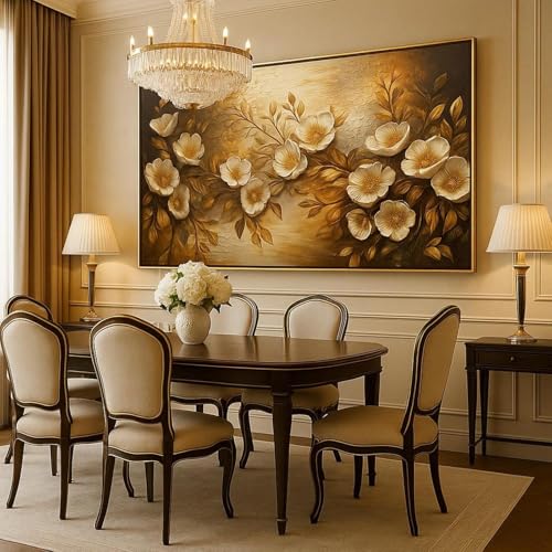Décoration d'Intérieur Moderne Fleurs Dorées salon cadre 40x80 - 2
