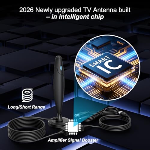 Digital 2026 TV Antenna Indoor for Local Channels for Smart TV Antenna | with Magnetic Base,5000+ Miles Ultra-Long-Range Receiption with Amplifier Signal Booster,Support 4K 1080P/ Older TVs - image 5