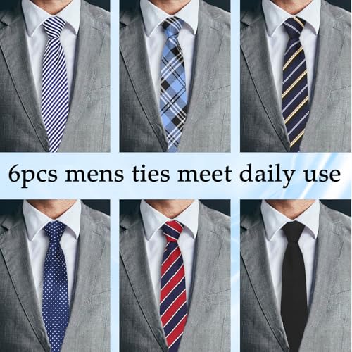 Image of Mens Ties Zipper Ties for Men, Pre Tied Mens Tie 4 Pack Adjustable Mens Neckties for Business Wedding Party