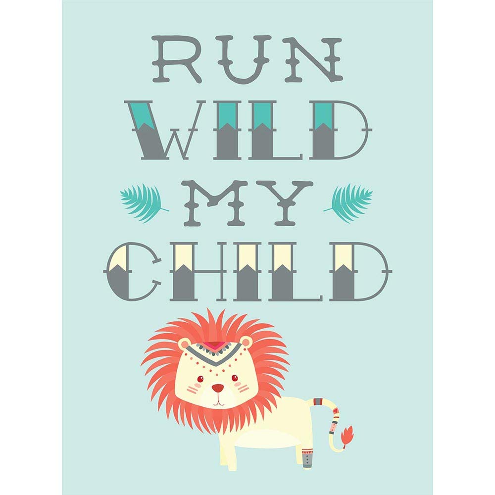 Kids Run Wild My Child Pastel Lion Art Print Poster Wall Decor 12X16 Inch