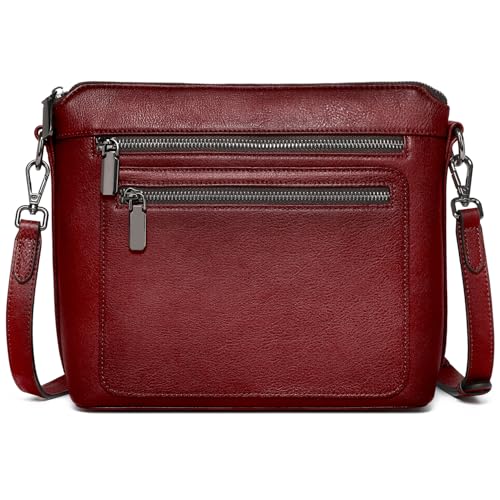 Image of COOLCY Genuine Leather Crossbody Bags for Women Purses and Handbags for Ladies with Multiple Pockets Shoulder Satchel Bag