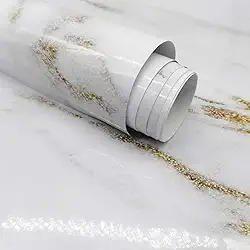 Papel Autocolante Adesivo Marmorizado Papel de Parede Mármore Lavavel para Sala e Quarto (Mármore Ouro)