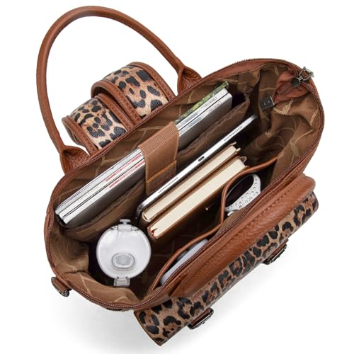Image of Montana West Wrangler Womens Convertible Backpack Purse with Adjustable Crossbody Shoulder Strap for Work Travel Leopard Cheetah Print WG175-9110BR-LP