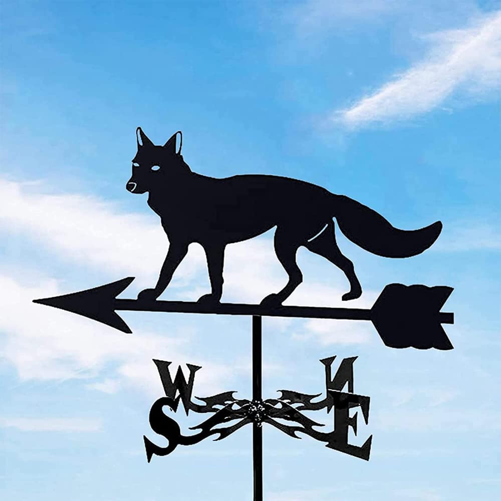 Tiere Outdoor Metallfahne Edelstahl Windfahne Fuchs Windspiel Windfahne Richtung Windgeschwindigkeit Richtungsanzeige für Gartendekorationen