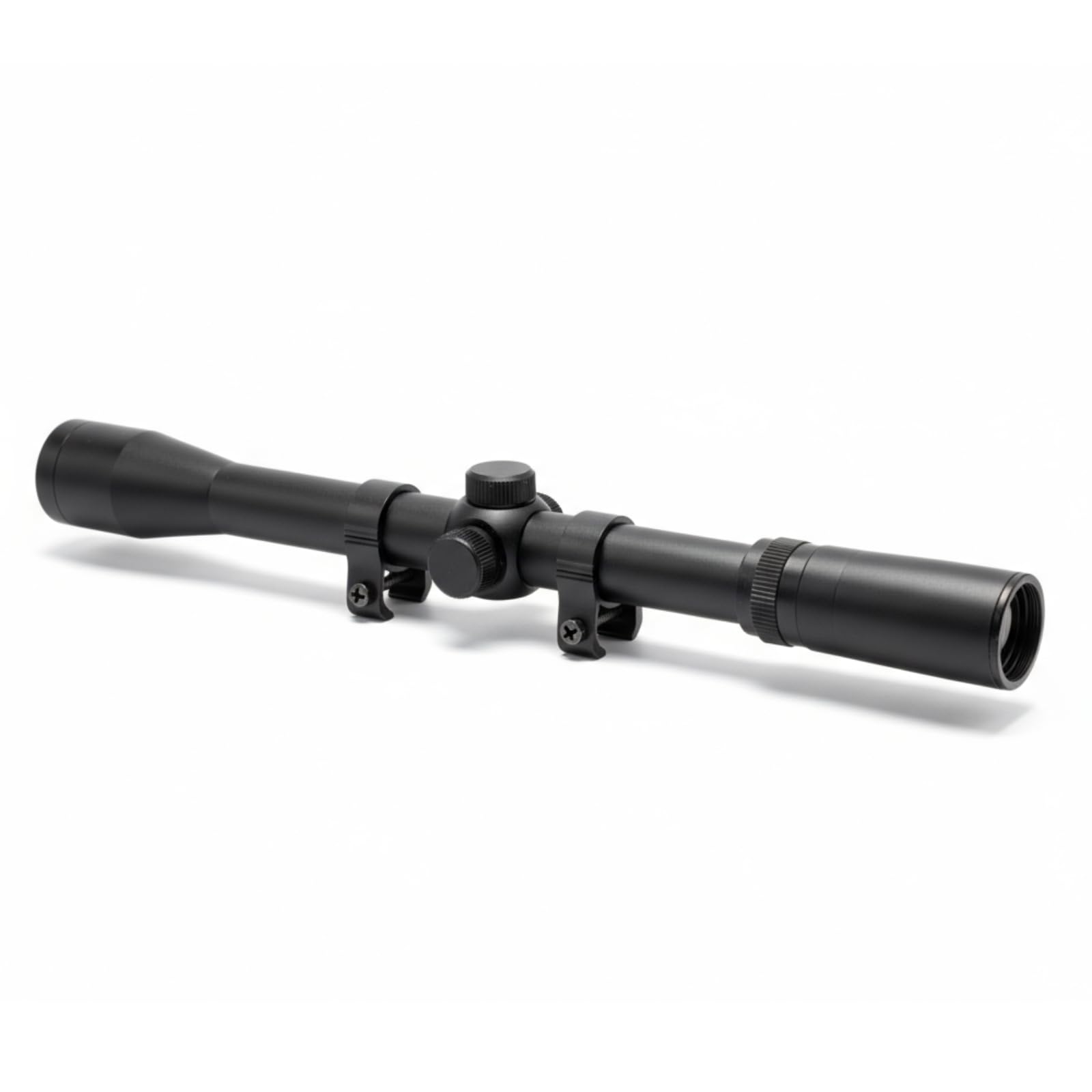 Cannocchiale Ottico per Softair, Mirino 4x20mm, Lunghezza 270mm, Antiappannamento e Antiurto, Reticolo a Croce, Attacco 11mm, Nero
