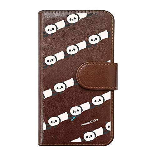 【moimoikka】 iPhone17 Pro Max アイフォン17プロマックス 対応 手帳型 スマホ ケース パンダストライプ ボーダー 柄 ぱんだ アニマル 動物 キャラクター おしゃれ かわいい (カバー色ブラウン) ダイアリータイプ 横開き カ