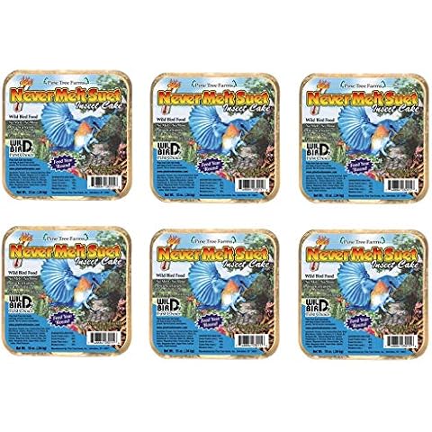 6 Cakes Insect Pine Tree Farm's Never Melt Suet Cake 12 oz. each Cover