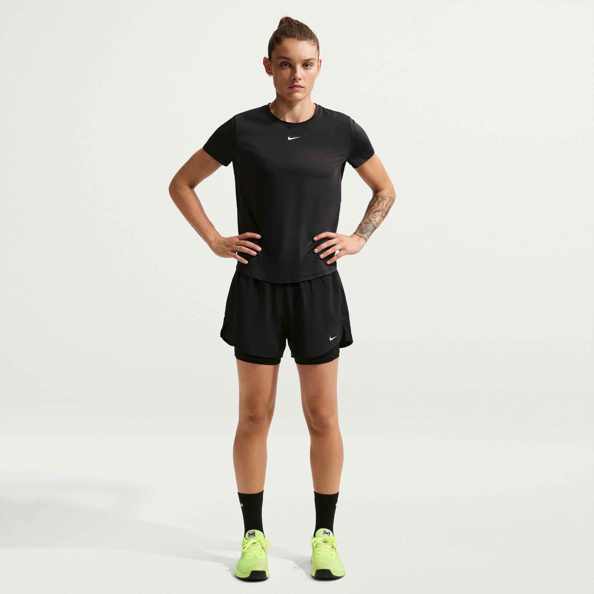NIKE W NK ONE DF HR 3IN 2N1 Short Shorts Black/White
