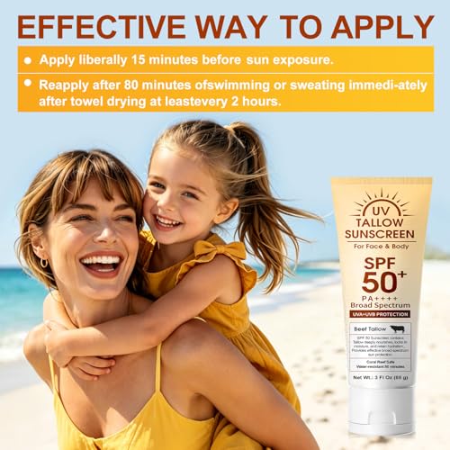Beef Tallow Reef Safe Sunscreen SPF 50 for Face, Natural Grass-Fed Beef Tallow,Mineral Non-Nano Zinc Oxide Sunblock,Moisturizing Mineral Sunblock for Summer Outdoor Sports Beach Daily Use,85g — view 6
