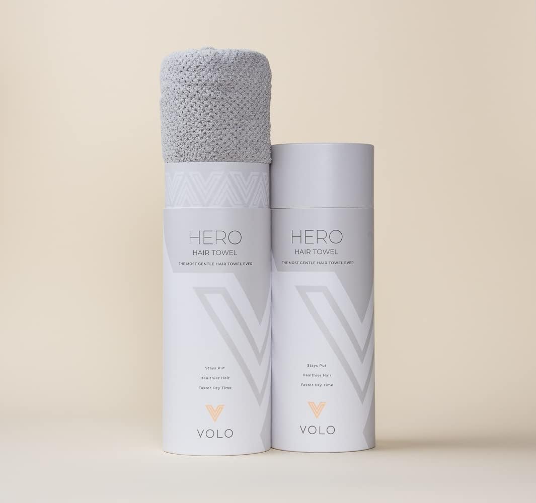VOLO Hero Microfiber Hair Towel Bundle | Super Absorbent, Ultra-Soft, Fast Drying | Reduce Dry Time by 50% | Large, Premium Wrap Towel | Anti-Frizz, Anti-Breakage (Luna Gray & Cloud Pink) : Beauty & Personal Care