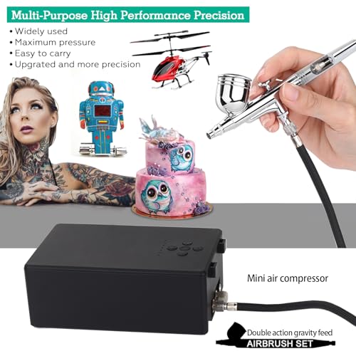 Image of I-BEAUTEE New Upgraded 55PSI benchtop Airbrush Set, Gravity fed Multi-Function Airbrush Kit with Compressor for Model Painting,Portable air Brush kit for Cake Decoration Makeup Airbrush Gun kit