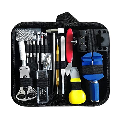 FEWB Uhr-Reparatur-Werkzeugsatz, 147-teiliges Uhrenglied-Entfernungs-Kit, Uhrenbatterie-Ersatz-Kit, Gehäuse-Entferner, Uhr-Reparatur-Set Cover