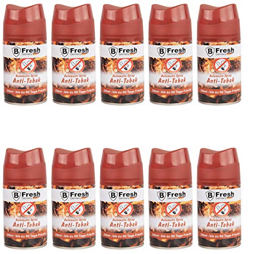 Recambio de ambientador compatible con Airwick Freshmatic, spray ambientador para habitación, 250 ml + eBook salón, pasillo, oficina, cocina, inodoro (anti tabaco, 10 unidades) Cover
