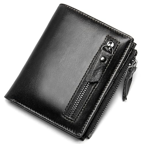 Card Holder Men's Leather Wallet Large Capacity Multi Card Holder Large Fold Fashion Business Pocket Retro for Men Boys Coin Purse (Black)