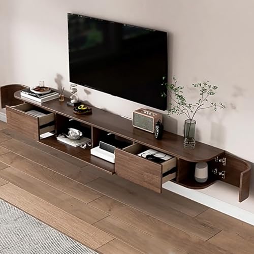 Moderno mueble flotante de madera para TV, 180 cm, suspendido, para sala de estar, madera de goma, para entretenimiento en casa y Ma Equint.
