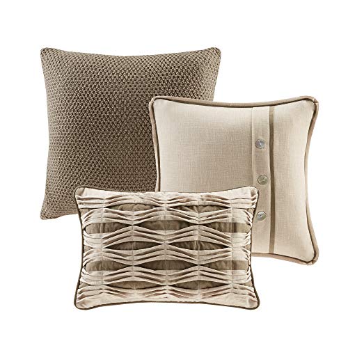 Madison Park Signature Chateau King Size Bed Comforter Set Bed In A Bag - Taupe , Soutache Cord Embroidery – 9 Pieces Bedding Sets – Faux Linen Bedroom Comforters #TOP2