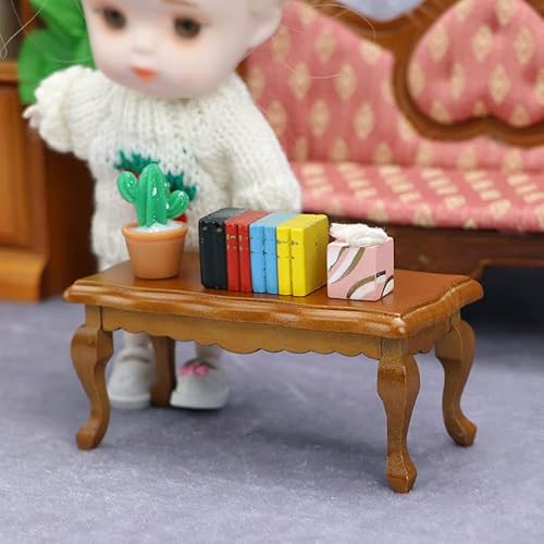 zalati Puppenhaus Teetisch 1:12 Miniatur-Welle Couchtisch Beistelltisch Modell für die Präsentation der Mini Getränke Lebensmittel Dekoration