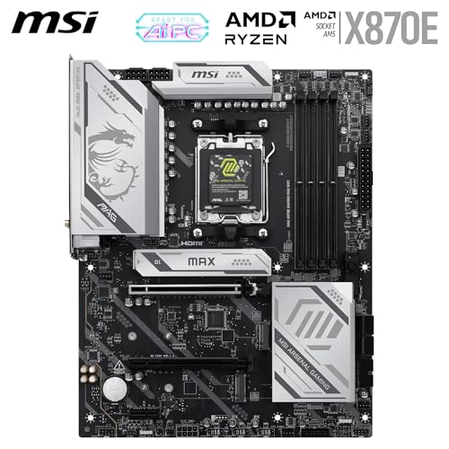 Image of MSI MAG X870E Gaming MAX WiFi Motherboard, ATX - Supports AMD Ryzen 9000 /8000 / 7000 Processors, AM5 - DDR5 Memory Boost (up to 8200+ MT /s OC), PCIe 5.0 x16, M.2 Gen5, Wi-Fi 7, 5G LAN