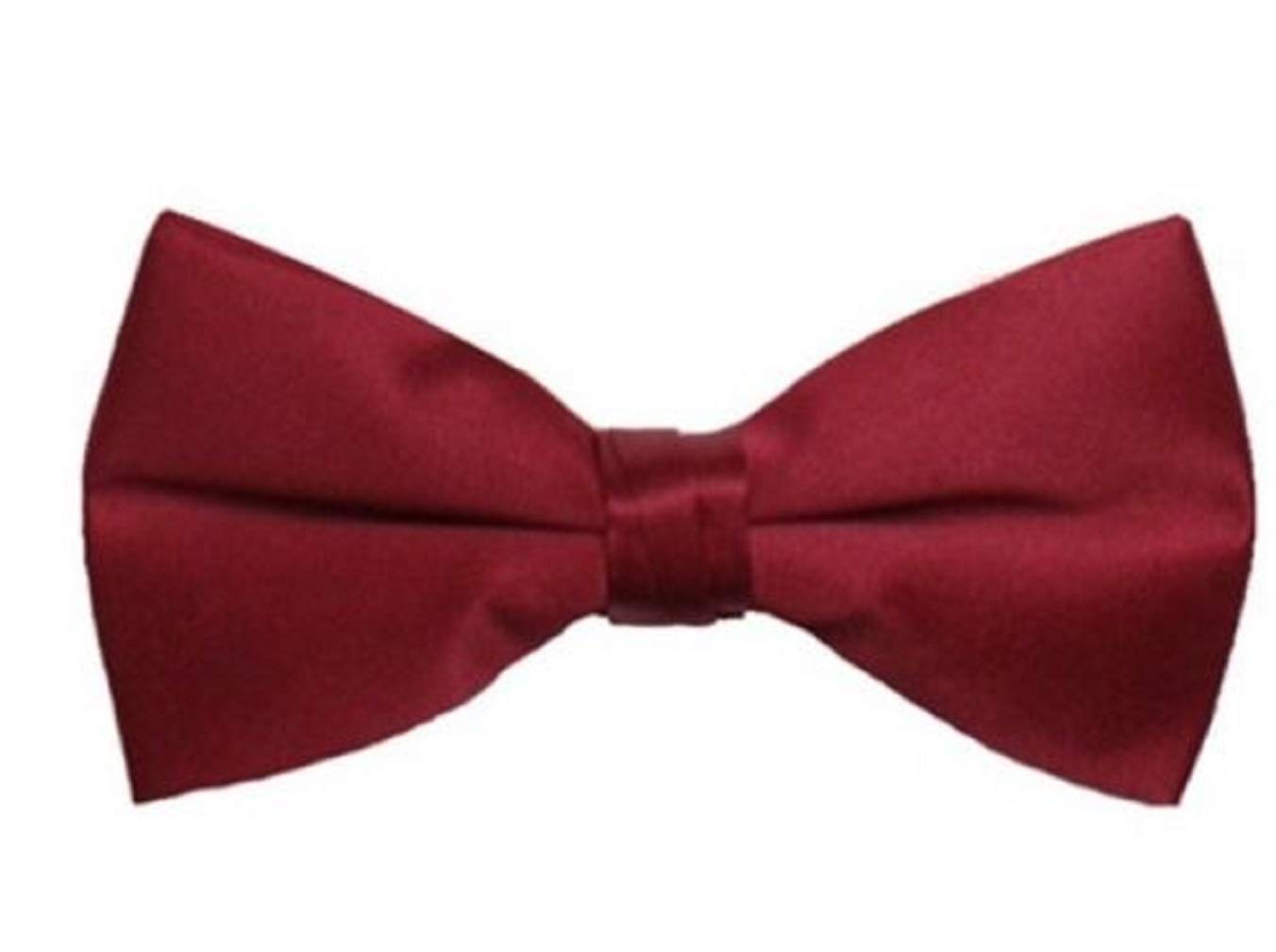 Ll. Men's Wine Red L&L® Pre Tied Plain Satin Clip On Bow Tie Wedding Party Fancy (Wine Red)