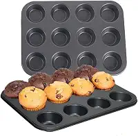 Forma para Cupcake e Muffin Antiaderente com 12 Cavidades – Assadeira de Alumínio Resistente e Durável, Ideal para Bolos, Tortinhas, Empadinhas, Doces e Sobremesas no Forno