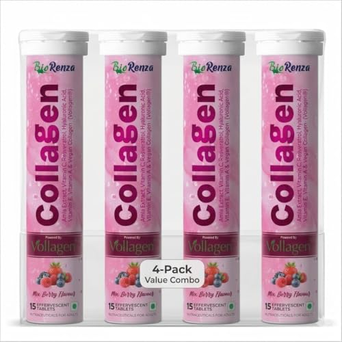 Image of Collagen Effervescent Tablets, Mix Berry Flavour, with Hyaluronic Acid, Vitamin C, Amla Extract, Vollagen, 15 Tablets (4)