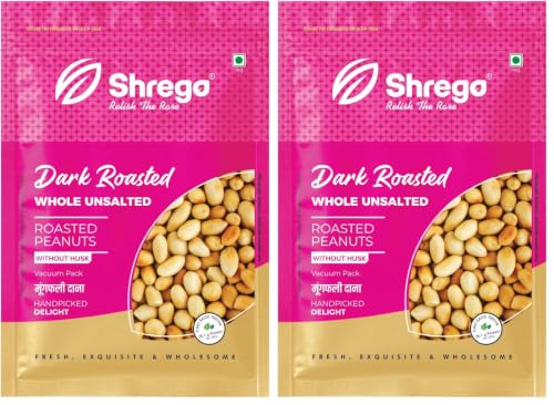 Image of SHREGO Dark Roasted Whole Peanut Unsalted 360G, Snack & Namkeen (Vacuum Packed) (Pack of 2)