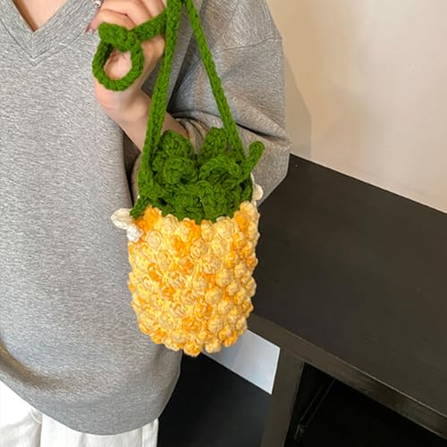 Pineapple Crochet Bag Knitted Handbag Shoulder Bag Cute, Fruit, Weave, Summer Beach, Winter Crossbody Bag3