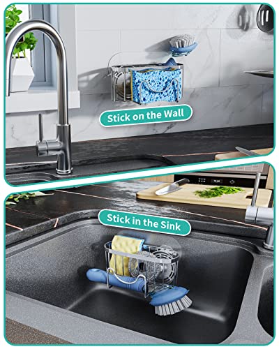 HapiRm Sponge Holder for Kitchen Sink M-Shaped Kitchen Sink Caddy, Stainless Steel Sponge Holder no Drilling - Image 4