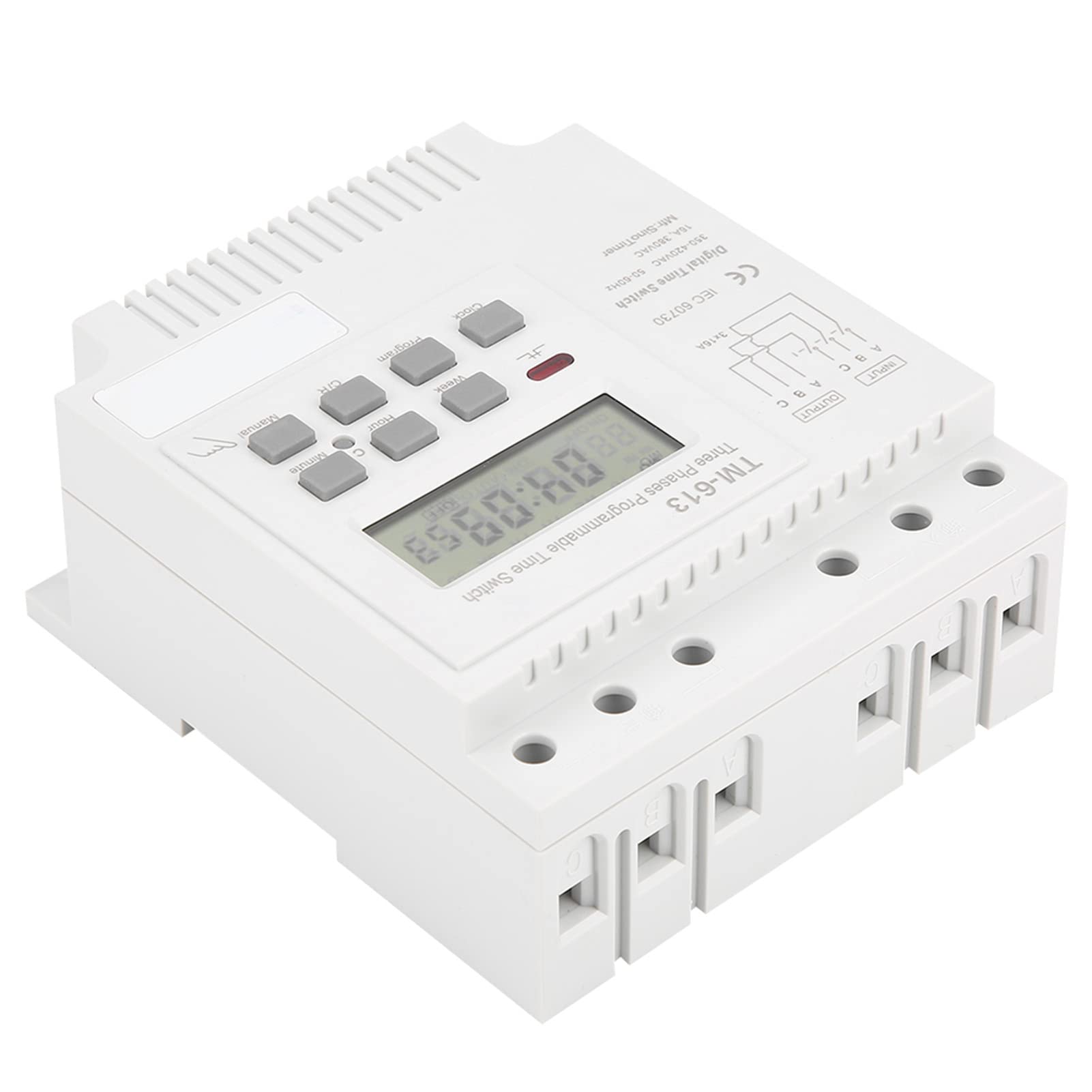 TM-163 Dreiphasiger 380-V-Digital-Zeitschaltuhr mit Wöchentlicher Programmierbarer Steuerung – 17 EIN/AUS-Einstellungen mit Stromausfallspeicher für Pumpen, Motoren und Mehr