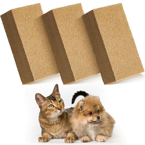 Image of Pet Hair Remover Sponge Cat and Dog Hair Sponge Rubber Pet Fur Lifter Removal Tool, Remove from Furniture, Carpet, Bedding, Clothing, 6.26 x 3.28 x 1.89 Inch (Khaki,3 Pack)
