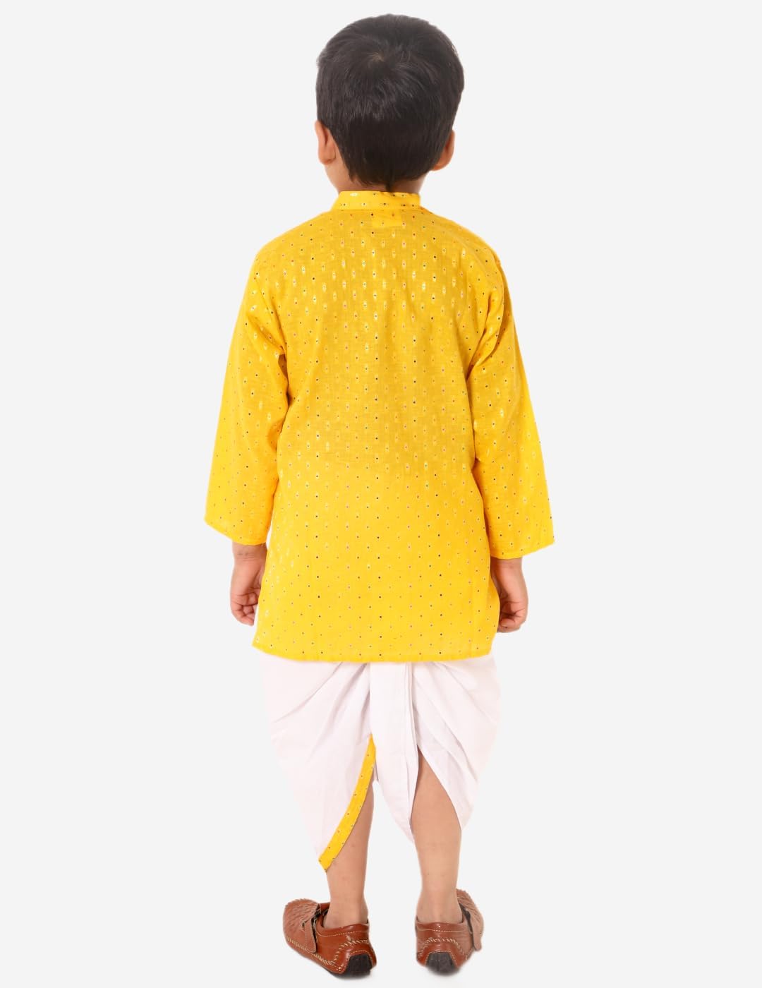 Superminis Boy's Cotton Kurta with Dhoti - Golden Thread Work, Side Button Kurta Set for Ethnic Wear - Image 3