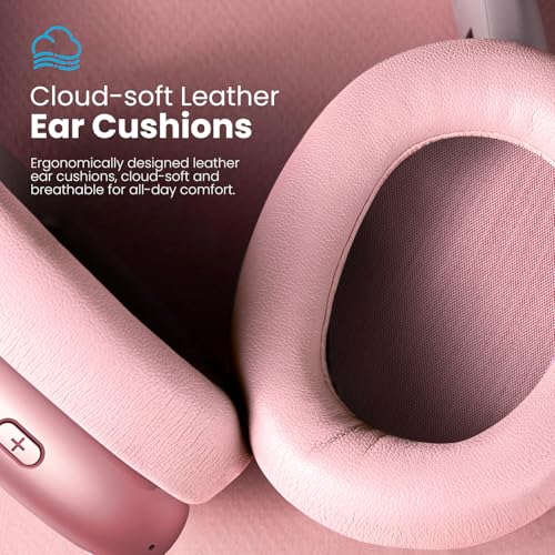 Y01 Wireless Over Ear Headphones, Noise Canceling Bluetooth 5.3 Headphones with Microphones,Hi-Res Audio,48H Playtime,Foldable,Breathable Soft Earpads for iOS/Android/Samsung/PC-Pink - Image 4