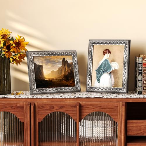 Image of 8x10 Vintage Picture Frames, Antique Picture Frames,Ornate Frames for Wall Decor,4 Pack,Silver