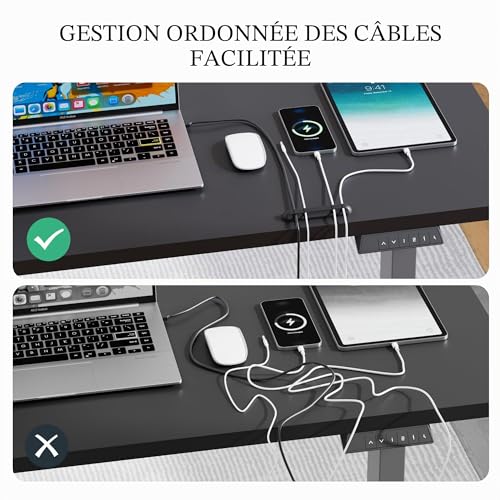 Bureau Assis Debout Électrique 200x80cm Flexispot Blanc et Érable - 8