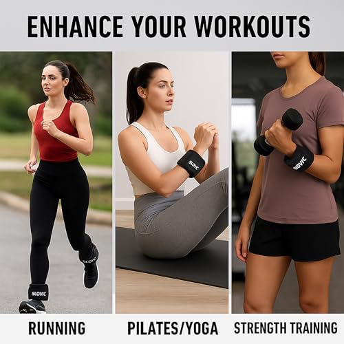 Image of Slovic Ankle Weights 4 KG [2 x 2 KG] for Legs | Adjustable Leg Weights | Extra Weight for Leg Exercise for Men & Women | Strength Training Weight for Walking, Running, Gym, Physical Therapy