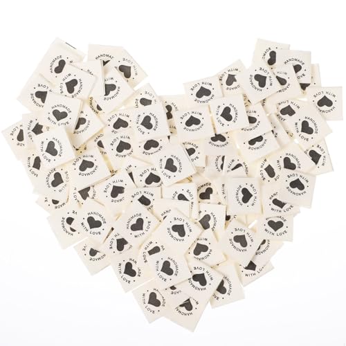 100 etiquetas de costura para artículos hechos a mano, etiquetas de ganchillo personalizadas para coser en ropa, lindas etiquetas hechas a mano con etiquetas de amor, etiquetas de tela, etiquetas en
