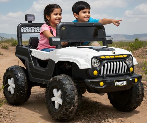 Image of Wishmaster Kids Thar Electric Ride-On Car Battery Powered Vehicle with Big Heavy-Duty Wheels, LED Lights, Music Player, Parental Remote Control - Suitable for Boys & Girls Ages 2-6 Years