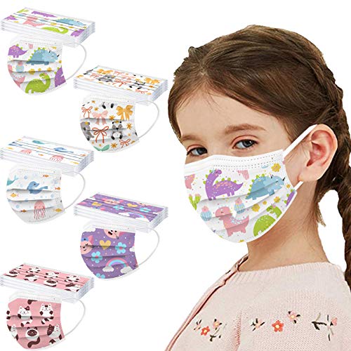 50 Stück Mundschutz Kinder Einweg 3-lagig mit Motiv Bunt Mund...