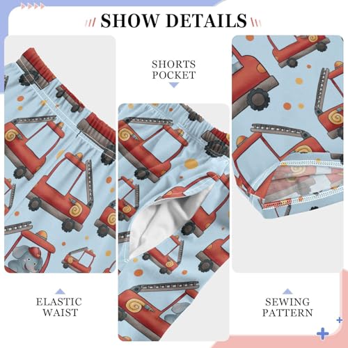 ZZXXB Fire Truck and Elephant Boys Long Pants Soft Trousers Elastic Waist Kids Lounge Bottoms with Pockets S-XL4